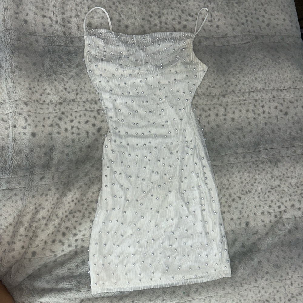 Windsor White Strapless Dress with Textured Design